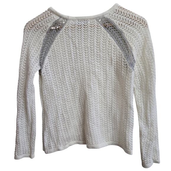 Design History Open Knit Sweater S Metallic Crotchet Soft Sheer Dainty Boho - Picture 5 of 9